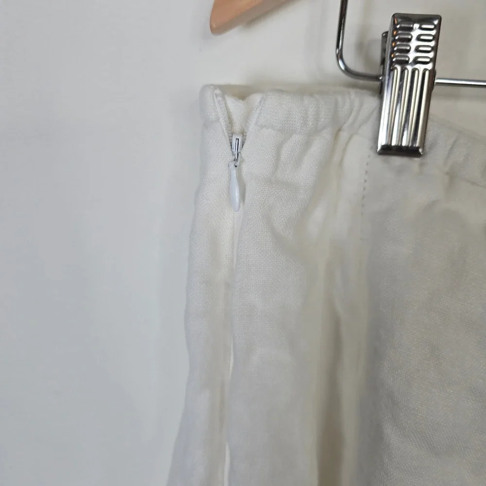 Talbots White 100% Linen Heavy Midi Skirt Size 18W Petite Seamed A-Line Skirt - Picture 3 of 6